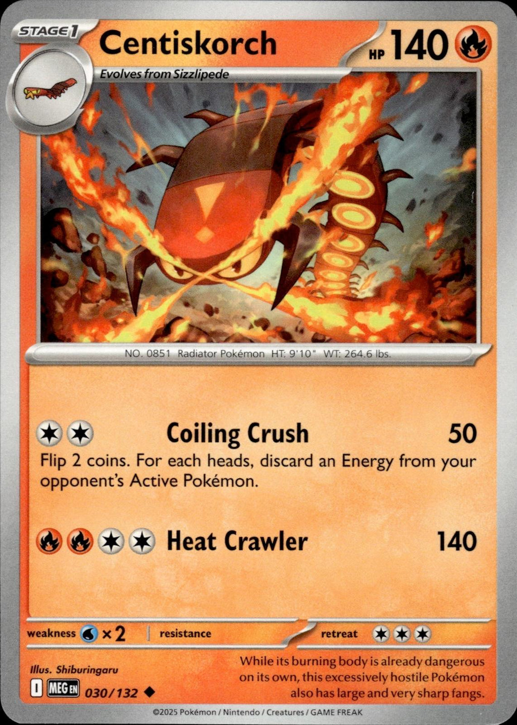 Centiskorch ME01: Mega Evolution #030/132 Uncommon, Reverse Holo