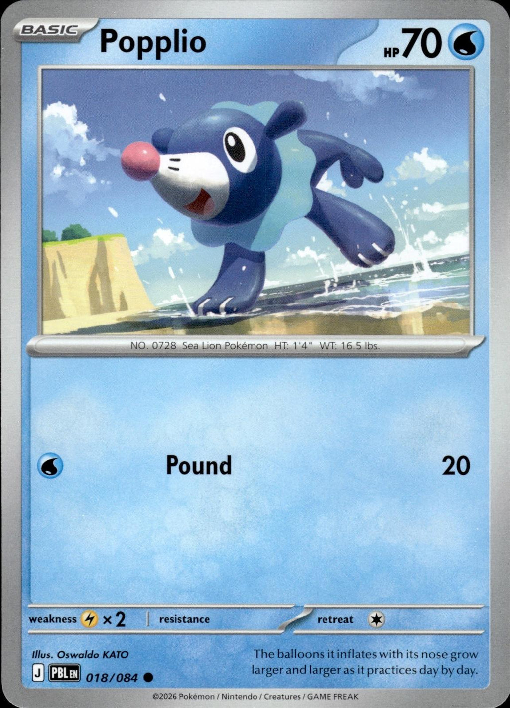 Popplio ME05: Pitch Black #018/084 Common, Reverse Holo