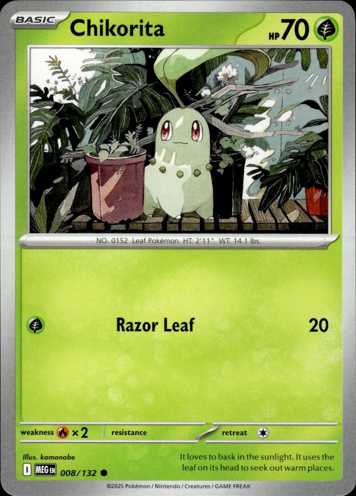Chikorita ME01: Mega Evolution #008/132 Common, Reverse Holo