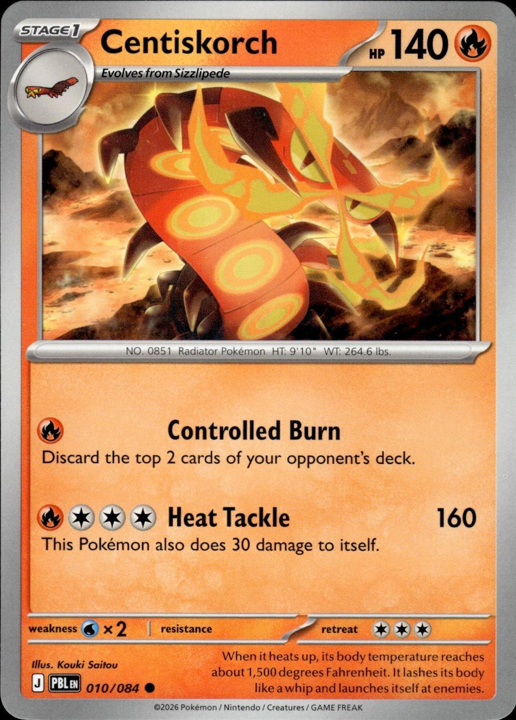 Centiskorch ME05: Pitch Black #010/084 Common, Reverse Holo