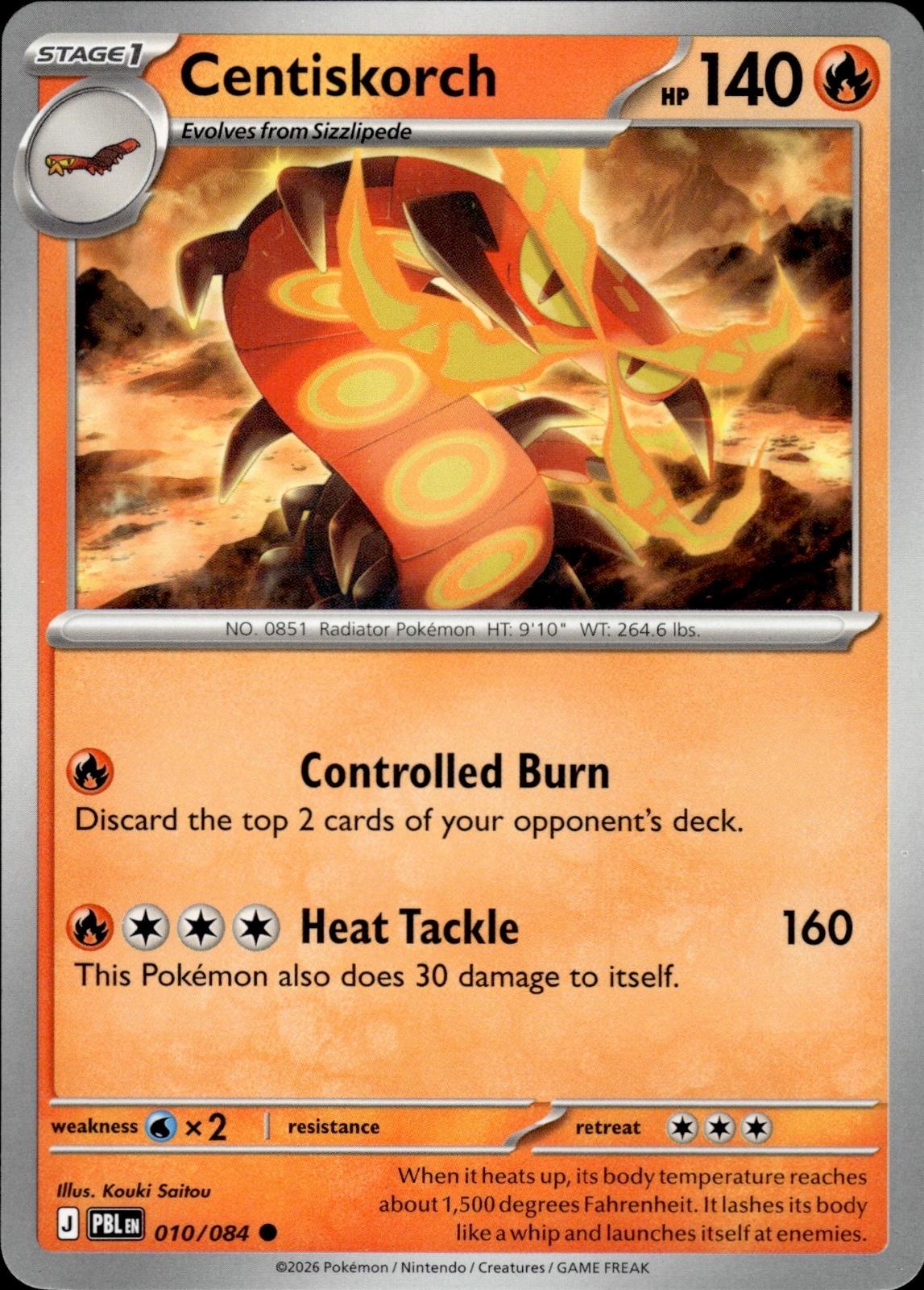 Centiskorch ME05: Pitch Black #010/084 Common, Reverse Holo