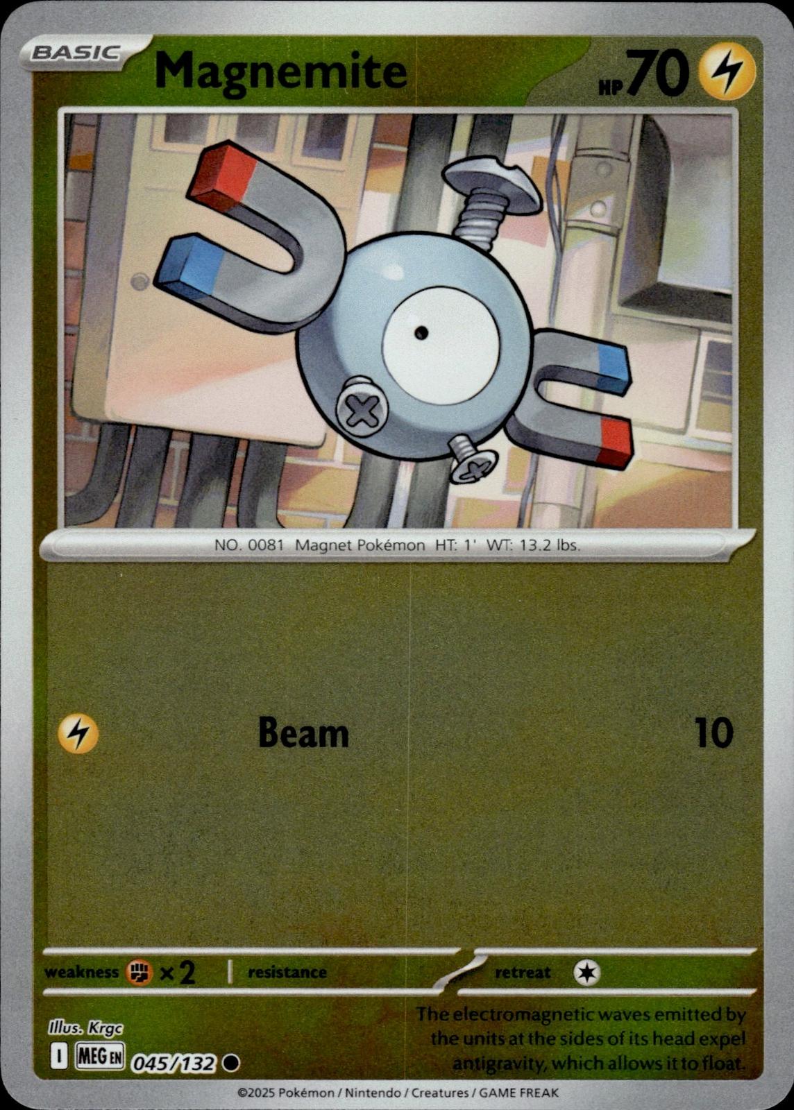 Magnemite ME01: Mega Evolution #045/132 Common, Reverse Holo