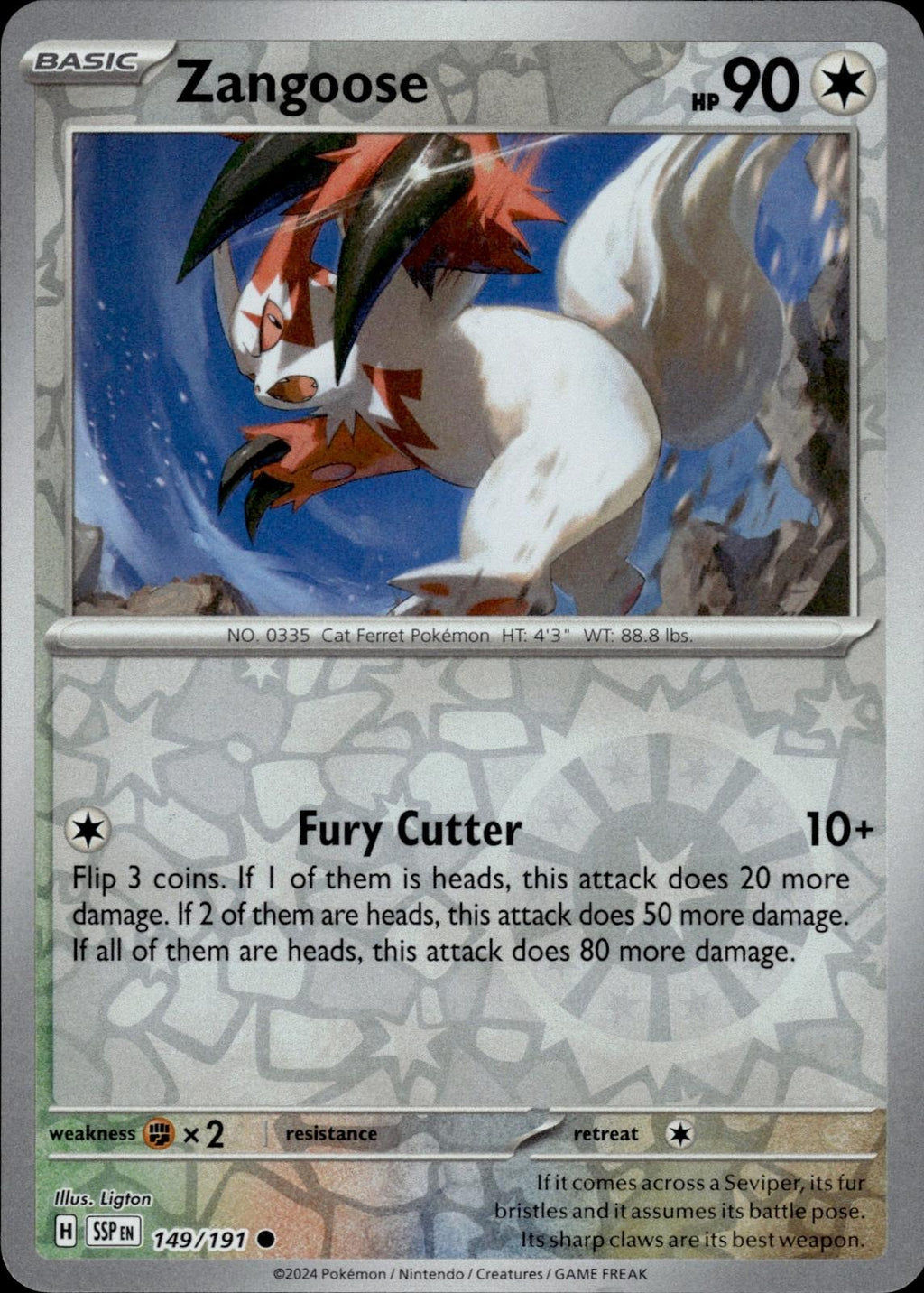 Zangoose SV08: Surging Sparks #149/191 Common, Reverse Holo