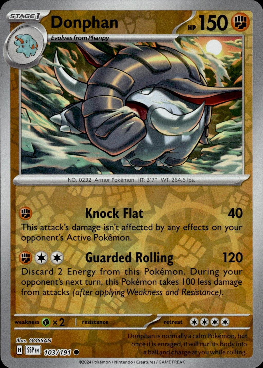Donphan SV08: Surging Sparks #103/191 Common, Reverse Holo