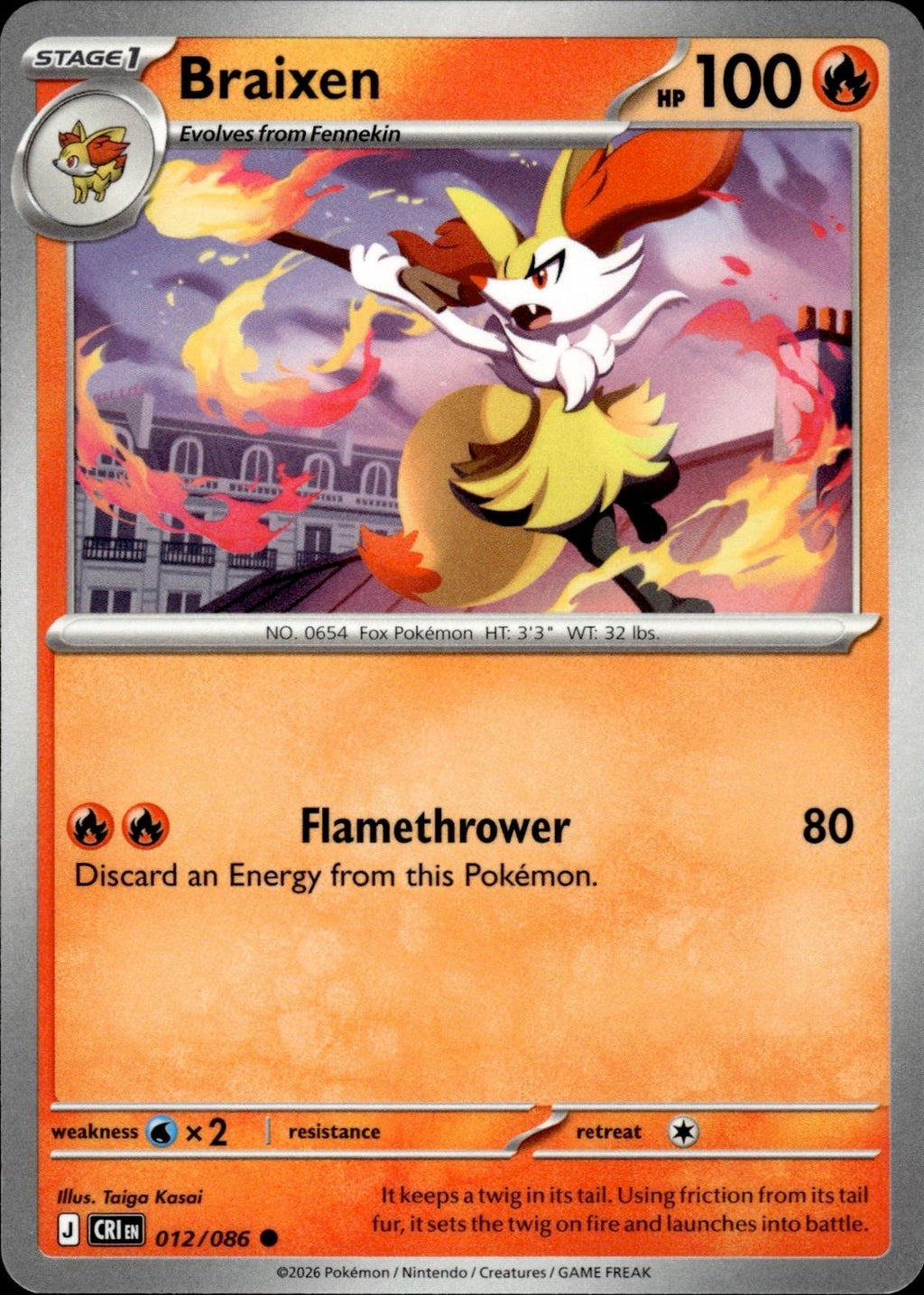 Braixen ME04: Chaos Rising #012/086 Common