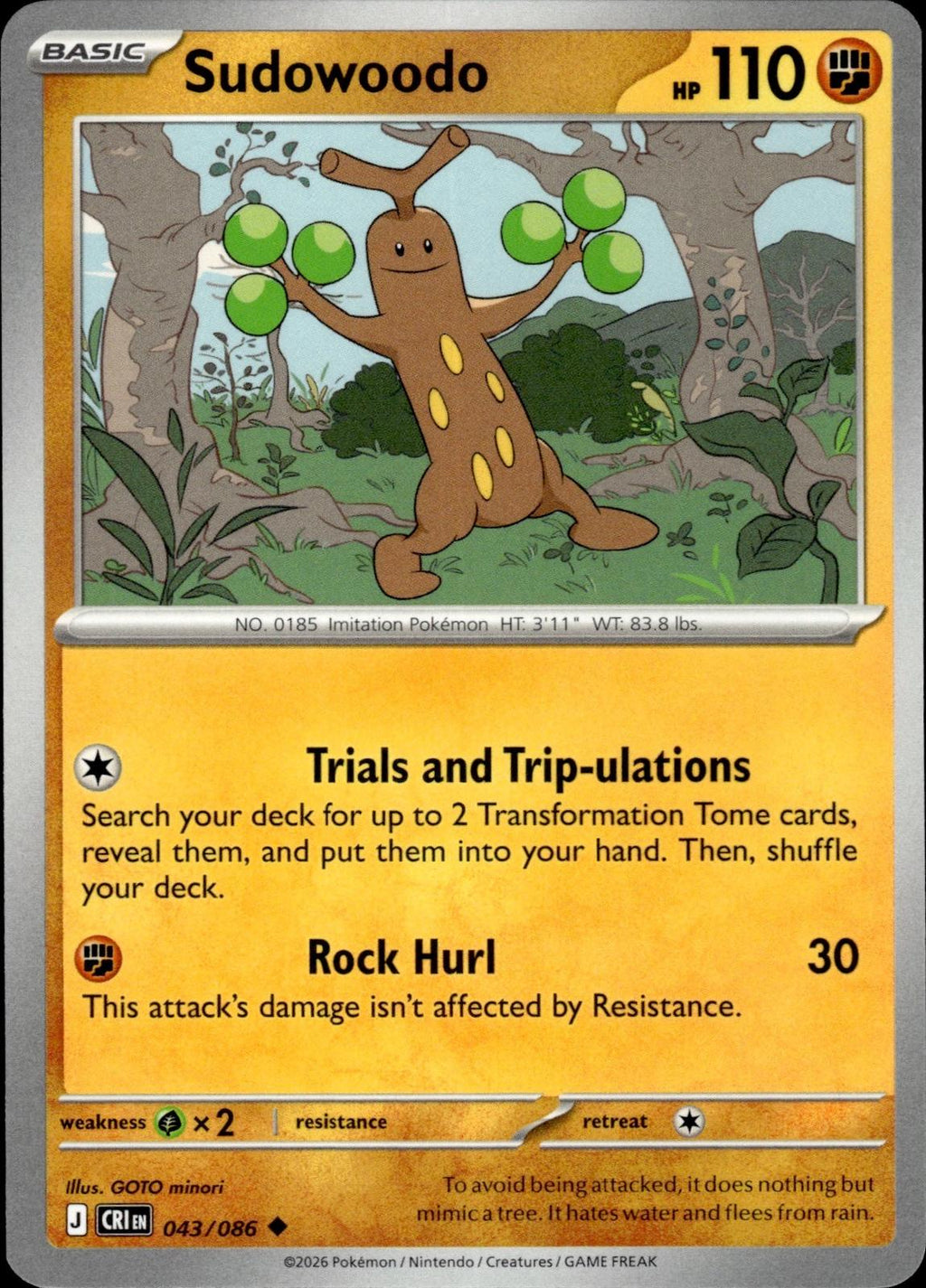 Sudowoodo ME04: Chaos Rising #043/086 Uncommon
