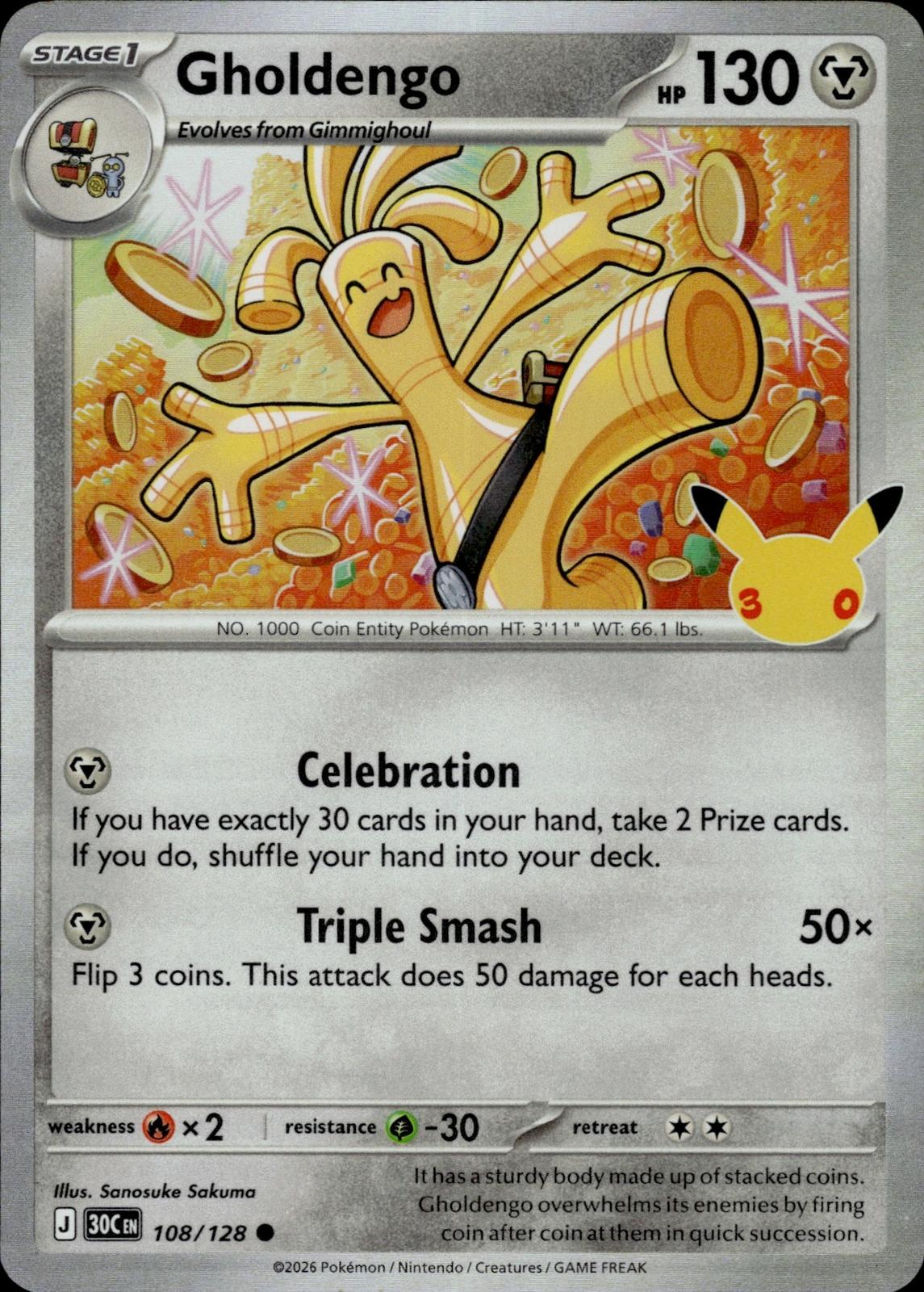 Gholdengo ME: 30th Celebration #108/128 Common, Holo