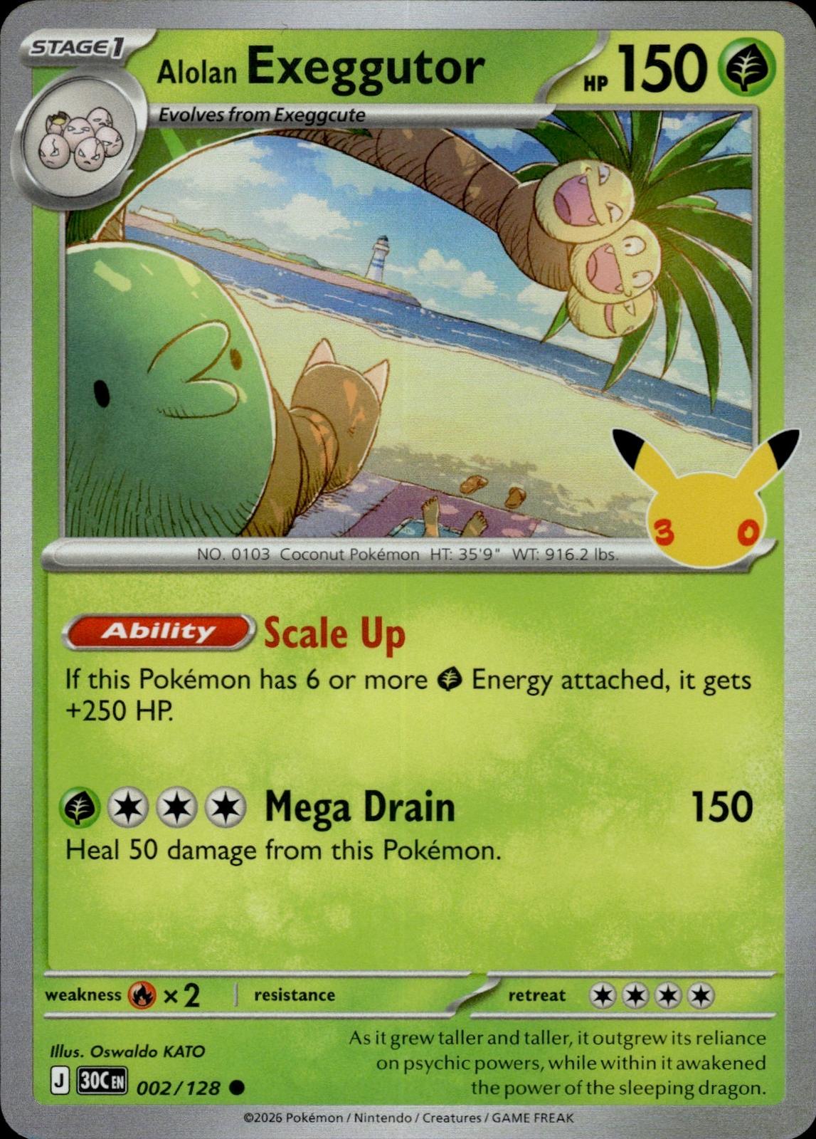 Alolan Exeggutor ME: 30th Celebration #002/128 Common, Holo