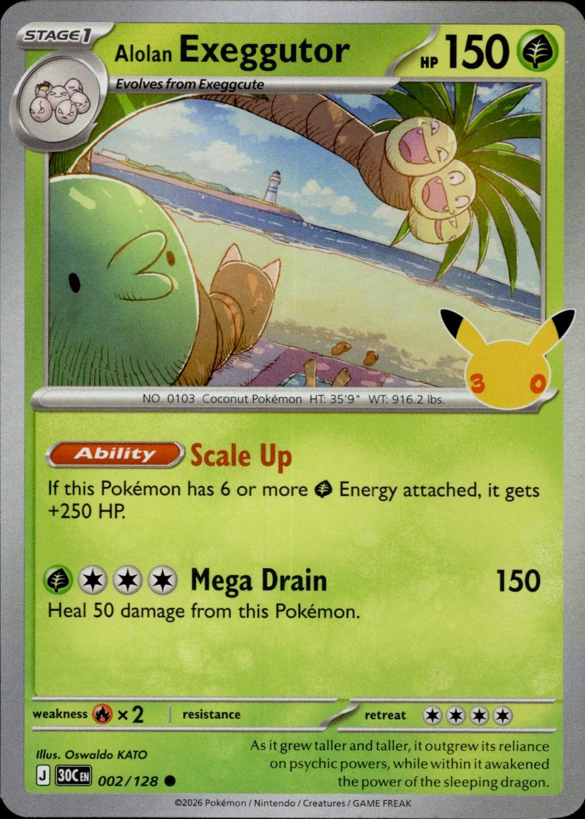 Alolan Exeggutor ME: 30th Celebration #002/128 Common, Holo
