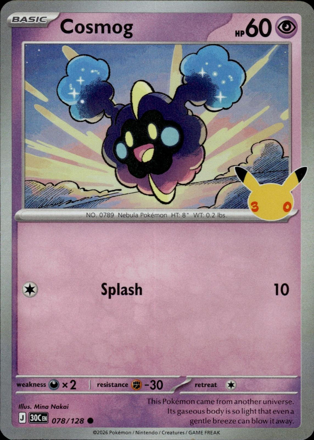 Cosmog ME: 30th Celebration #078/128 Common, Holo