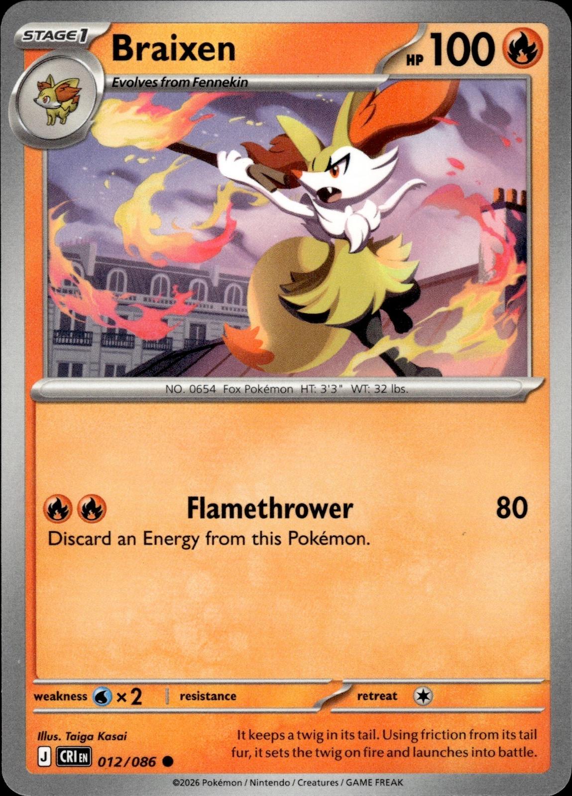 Braixen ME04: Chaos Rising #012/086 Common
