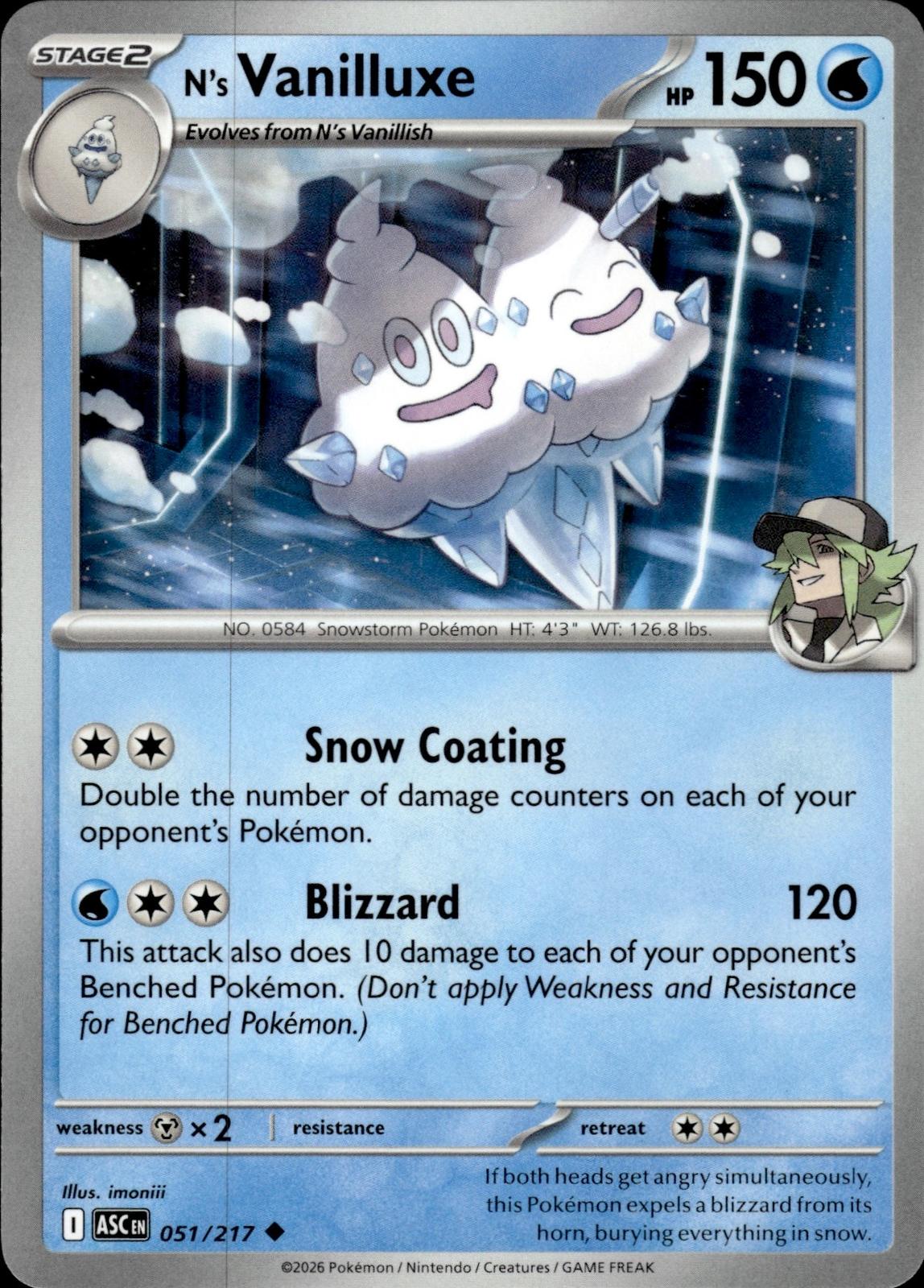 N's Vanilluxe ME: Ascended Heroes #051/217 Uncommon