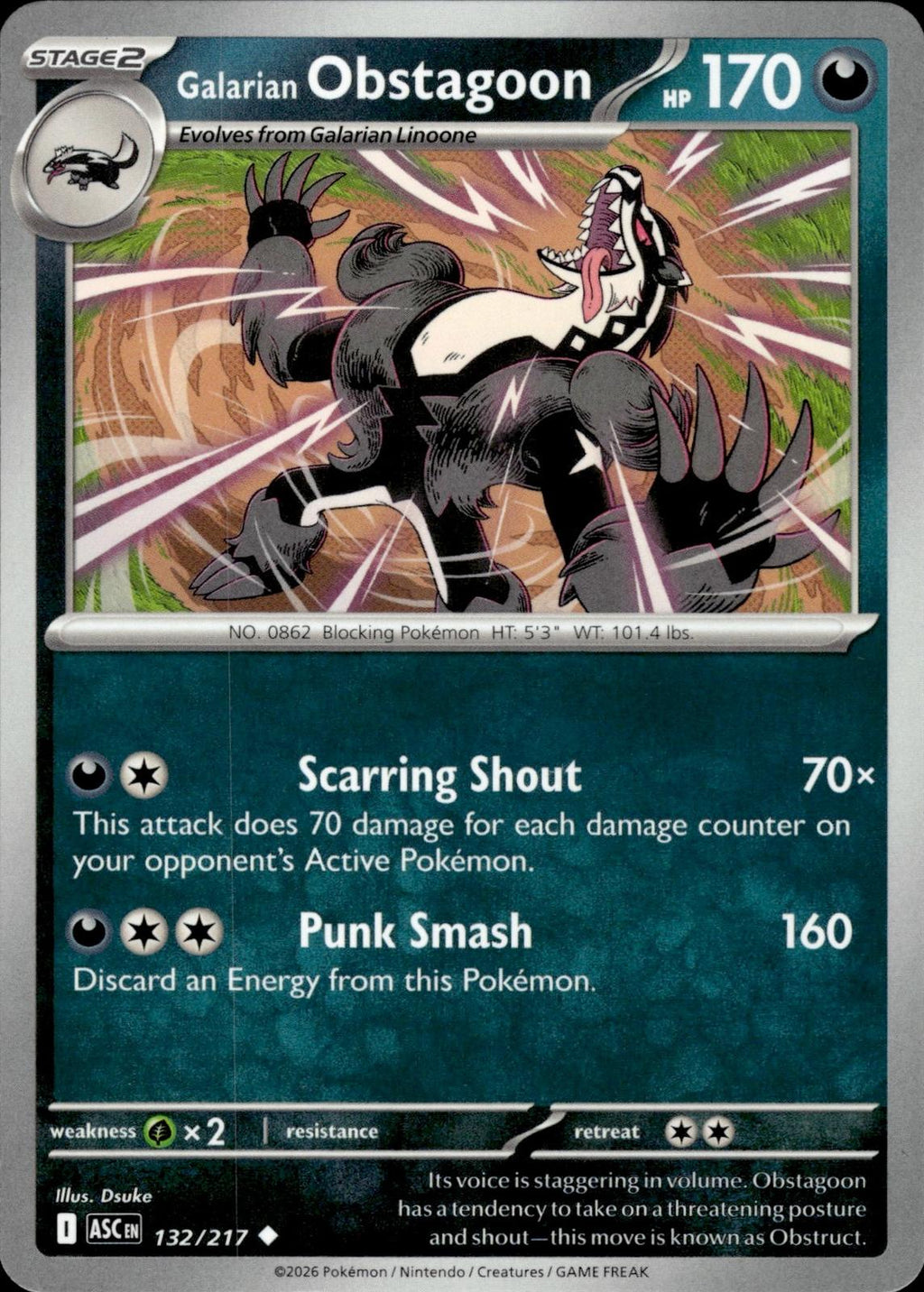Galarian Obstagoon ME: Ascended Heroes #132/217 Uncommon