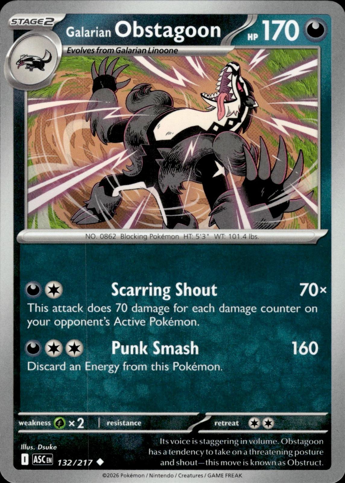 Galarian Obstagoon ME: Ascended Heroes #132/217 Uncommon