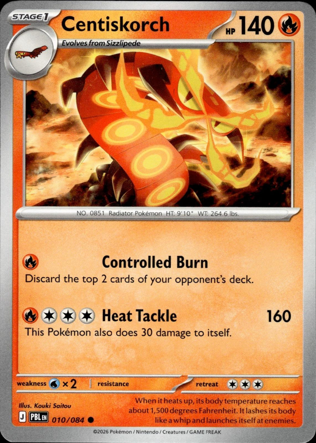 Centiskorch ME05: Pitch Black #010/084 Common, Reverse Holo