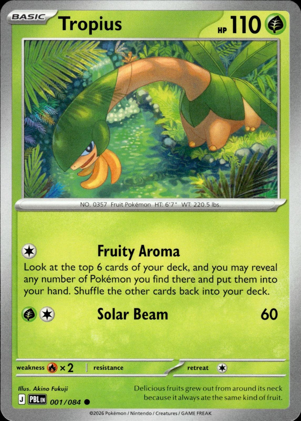 Tropius ME05: Pitch Black #001/084 Common, Reverse Holo