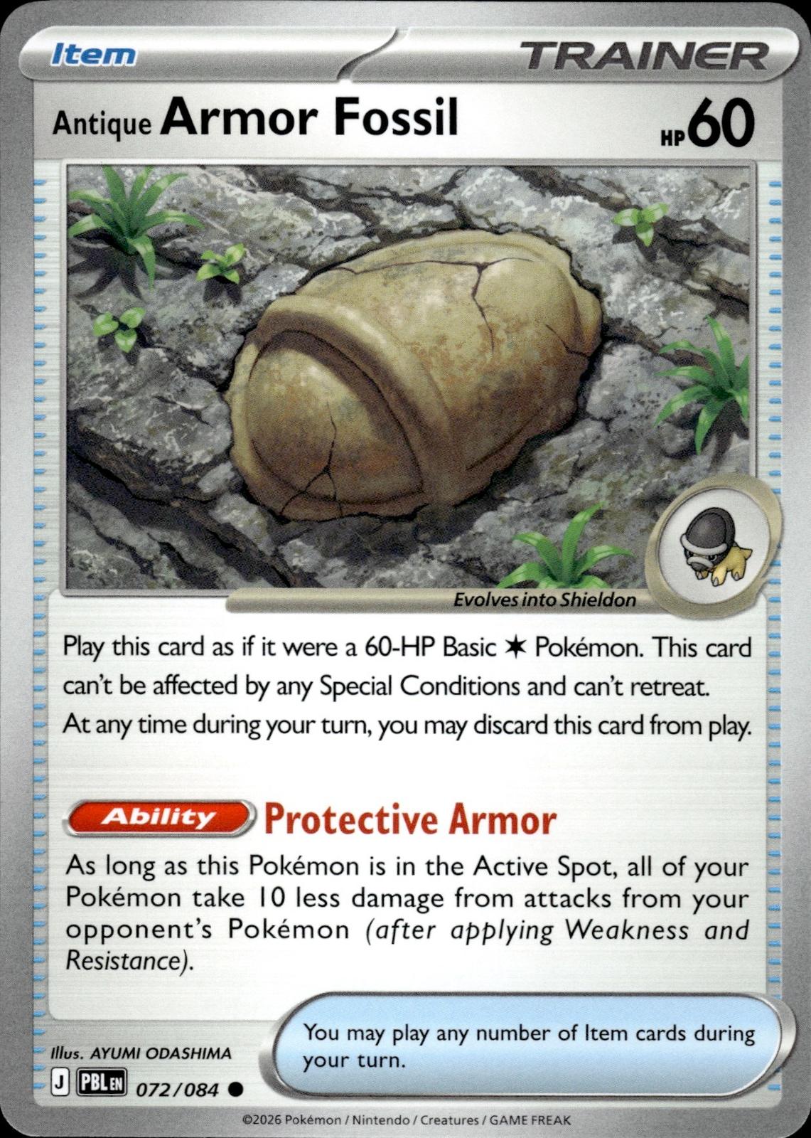 Antique Armor Fossil ME05: Pitch Black #072/084 Common