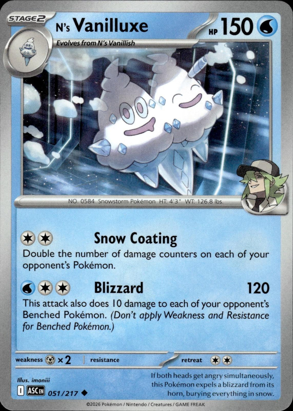 N's Vanilluxe ME: Ascended Heroes #051/217 Uncommon