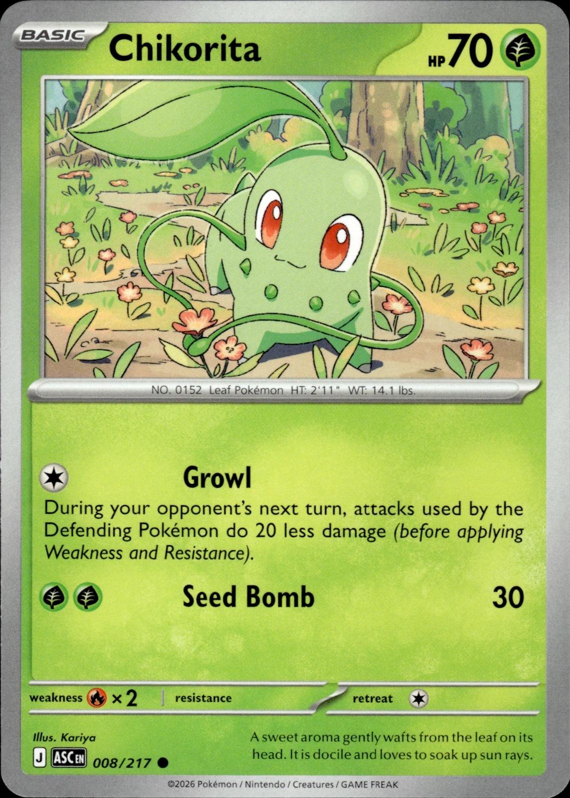 Chikorita ME: Ascended Heroes #008/217 Common