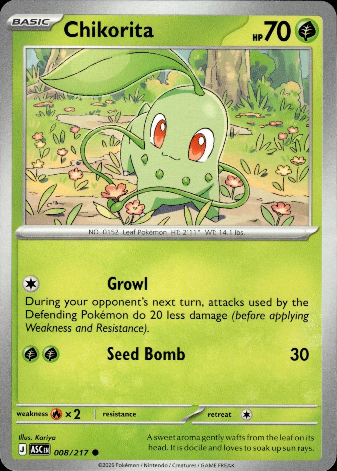 Chikorita ME: Ascended Heroes #008/217 Common