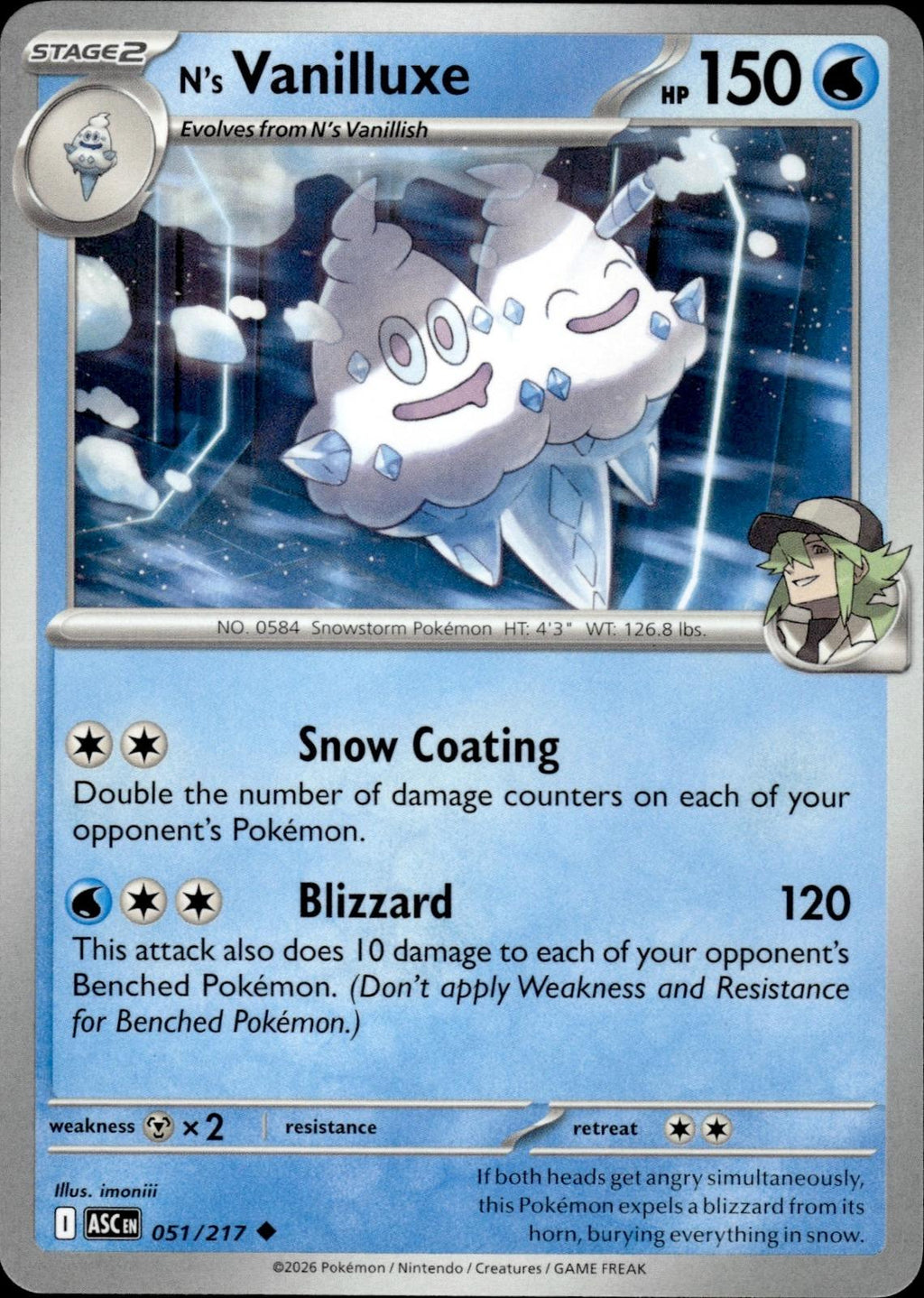 N's Vanilluxe ME: Ascended Heroes #051/217 Uncommon