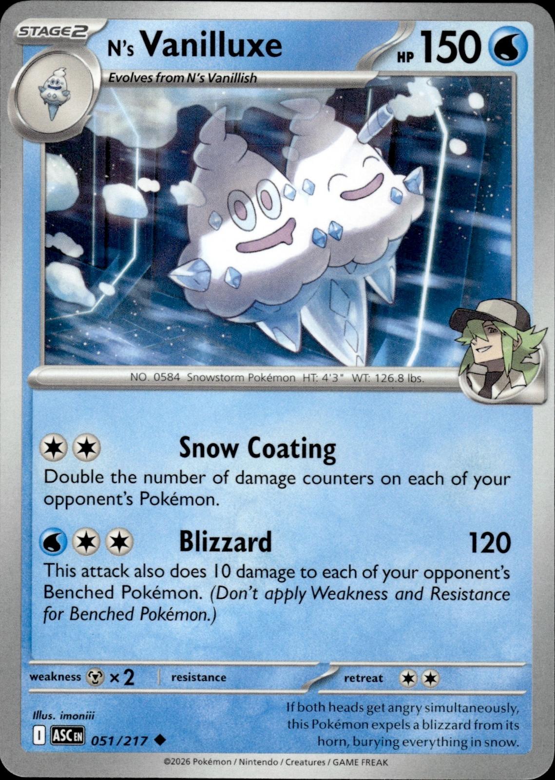 N's Vanilluxe ME: Ascended Heroes #051/217 Uncommon
