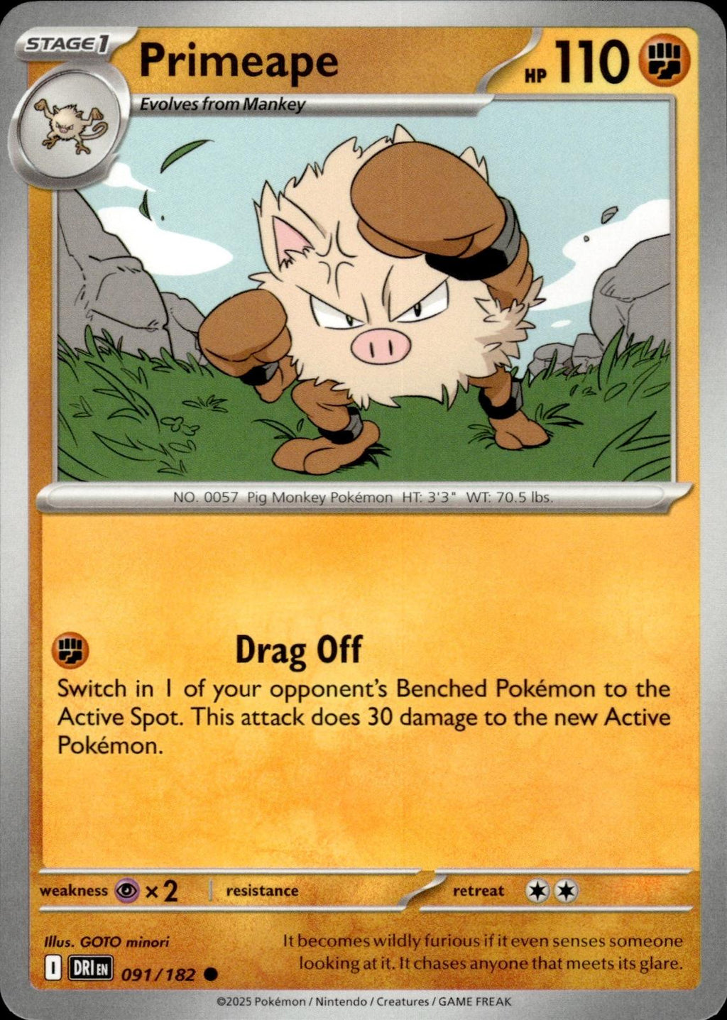 Primeape SV10: Destined Rivals #091/182 Common