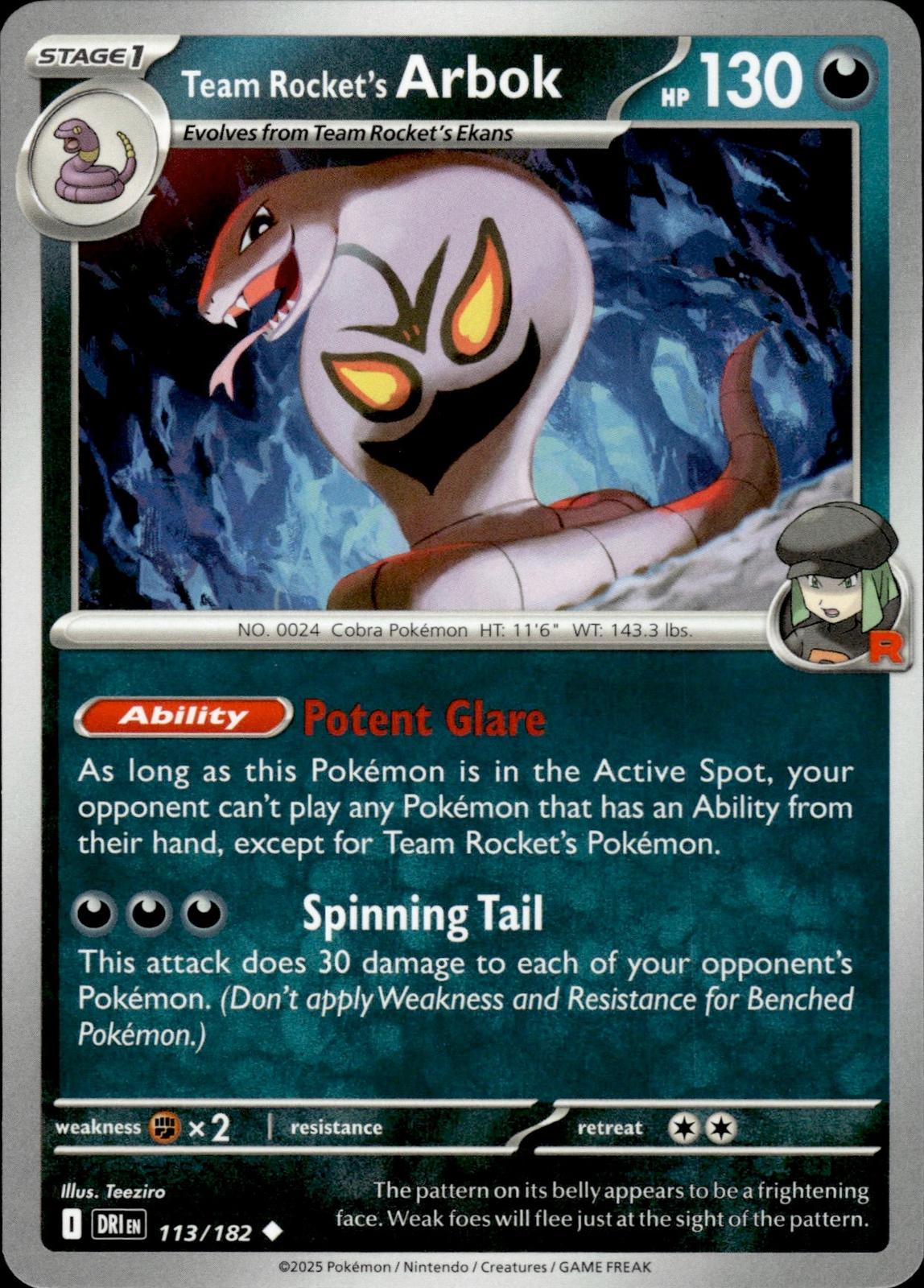 Team Rocket's Arbok SV10: Destined Rivals #113/182 Uncommon