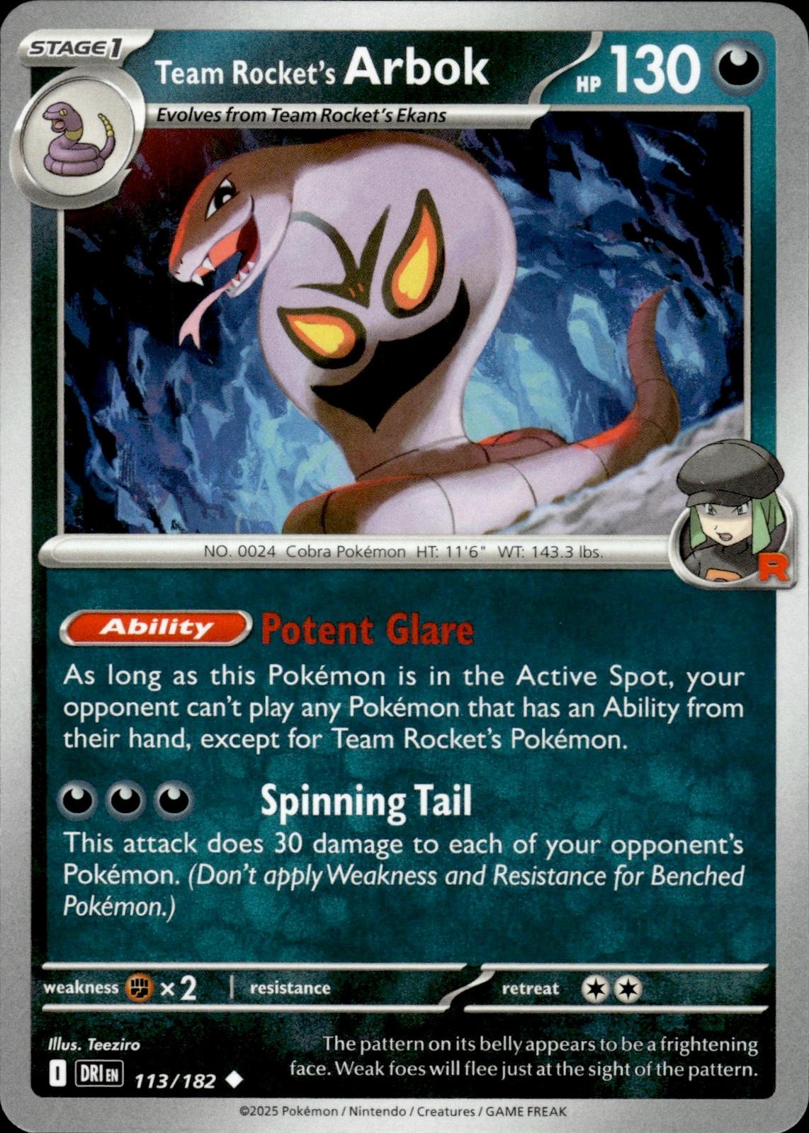 Team Rocket's Arbok SV10: Destined Rivals #113/182 Uncommon