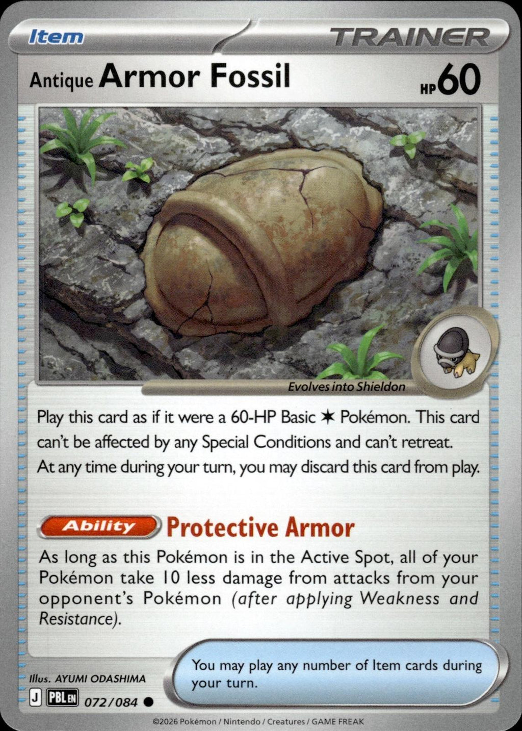 Antique Armor Fossil ME05: Pitch Black #072/084 Common