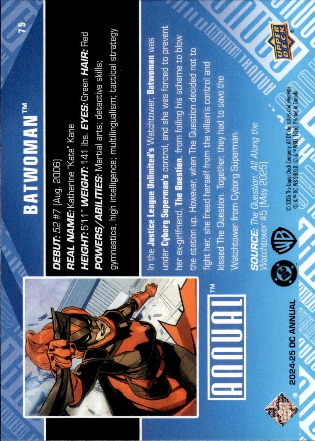 Batwoman 2024-25 Upper Deck DC Annual #75