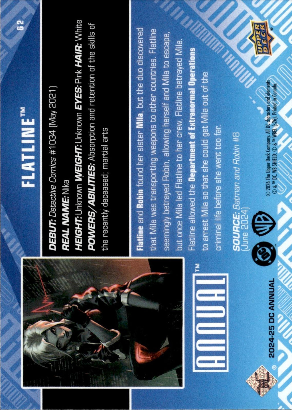 Flatline 2024-25 Upper Deck DC Annual #62
