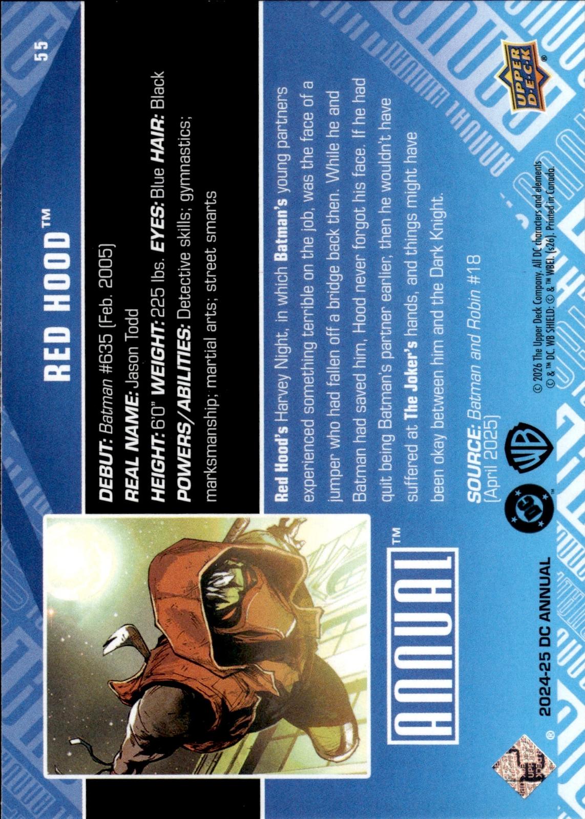 Red Hood 2024-25 Upper Deck DC Annual #55