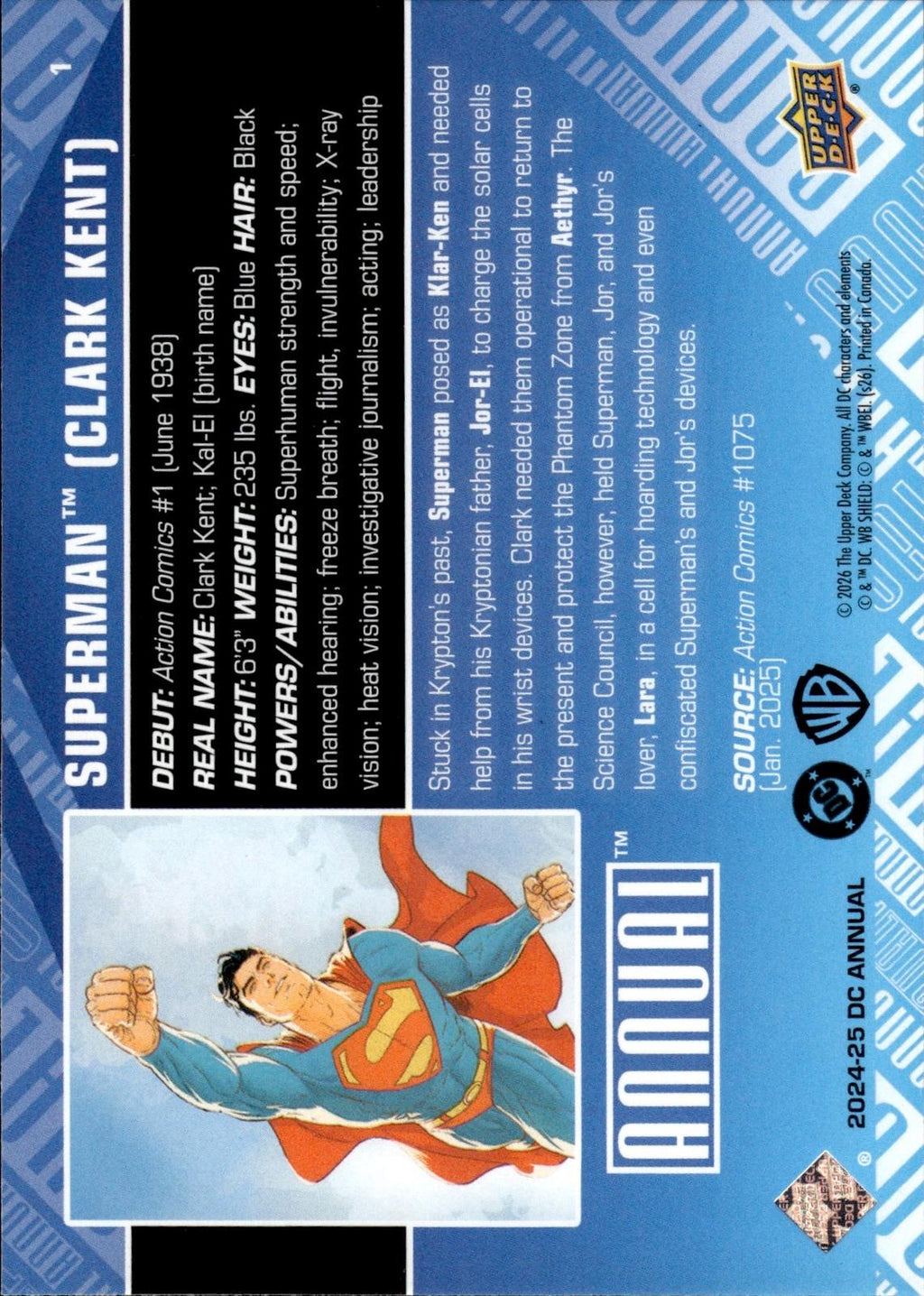 Superman 2024-25 Upper Deck DC Annual #1