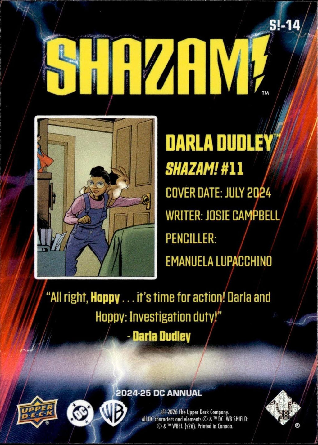Darla Dudley 2024-25 Upper Deck DC Annual #S!-14 Shazam!