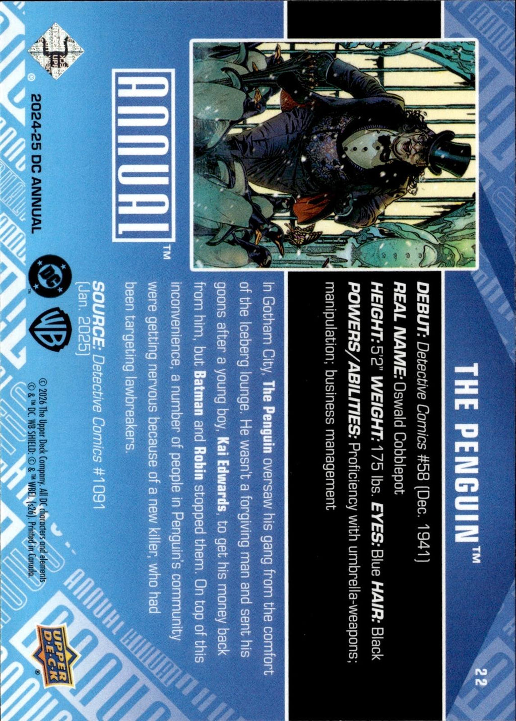 The Penguin 2024-25 Upper Deck DC Annual #22