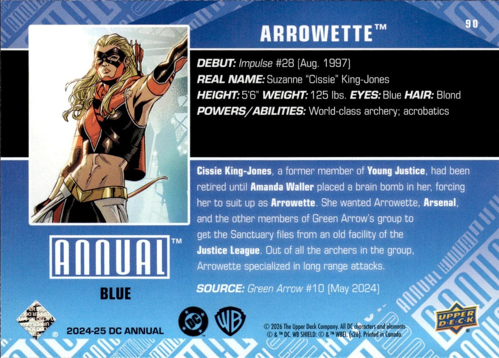 Arrowette 2024-25 Upper Deck DC Annual #90 Blue