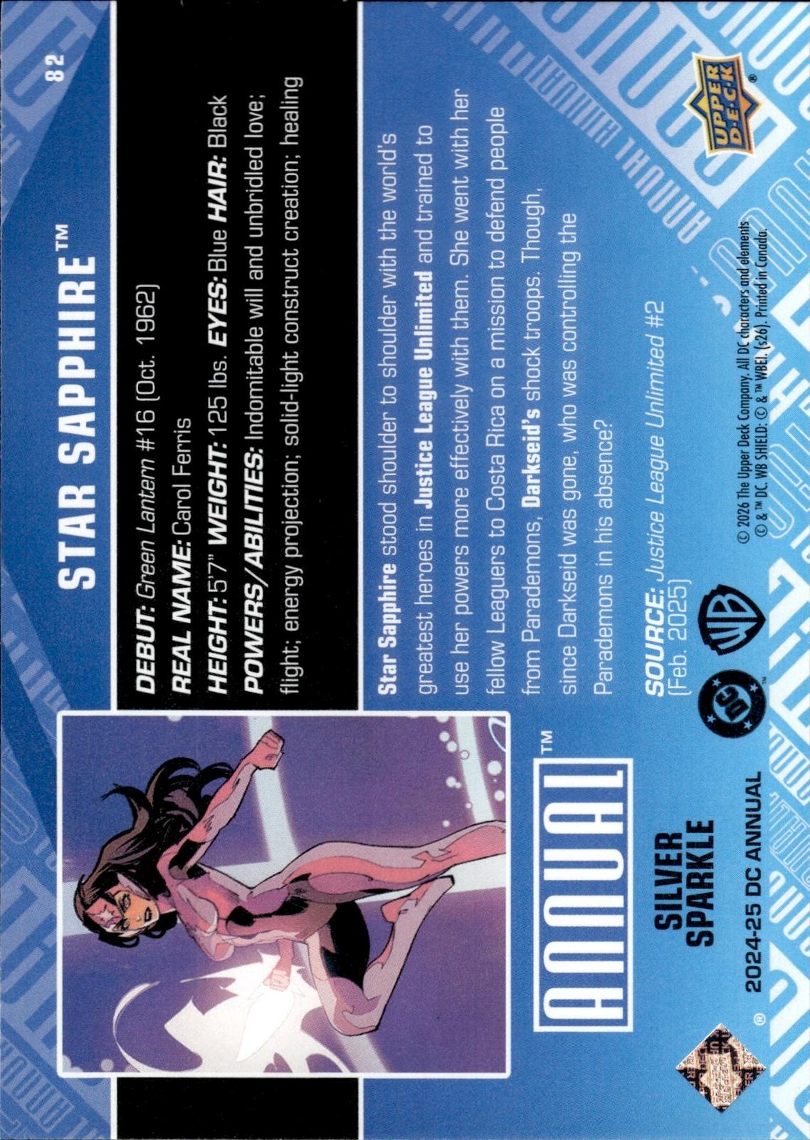 Star Sapphire 2024-25 Upper Deck DC Annual #82 Silver Sparkle