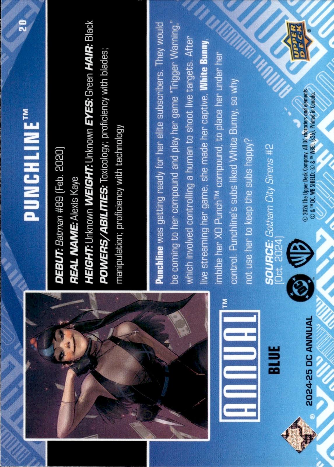 Punchline 2024-25 Upper Deck DC Annual #20 Blue