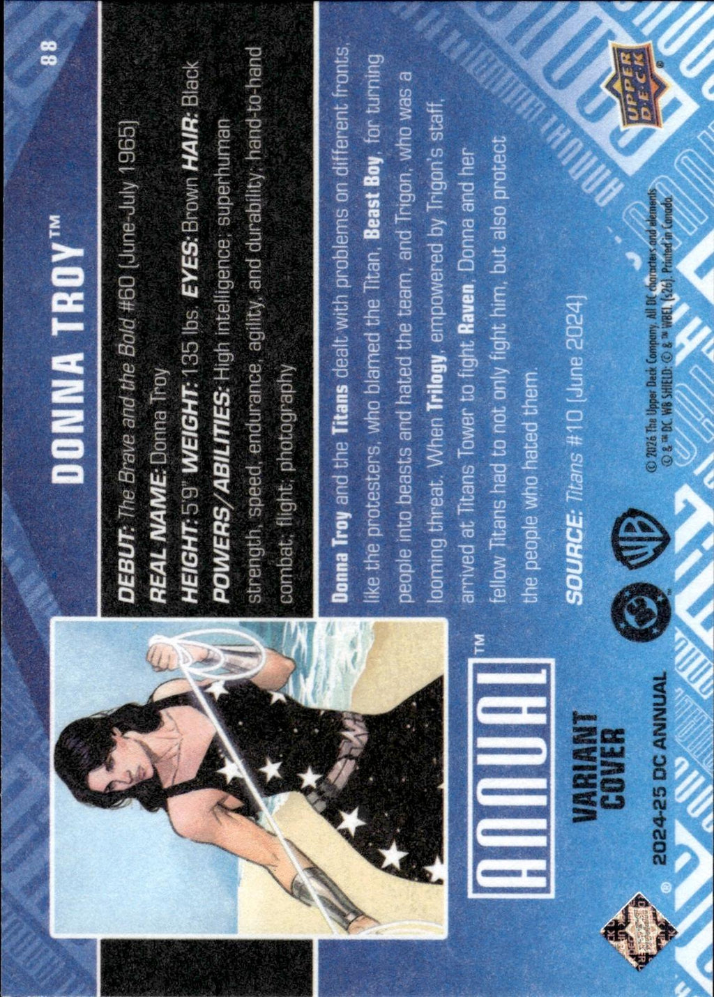 Donna Troy 2024-25 Upper Deck DC Annual #88 Variant Cover