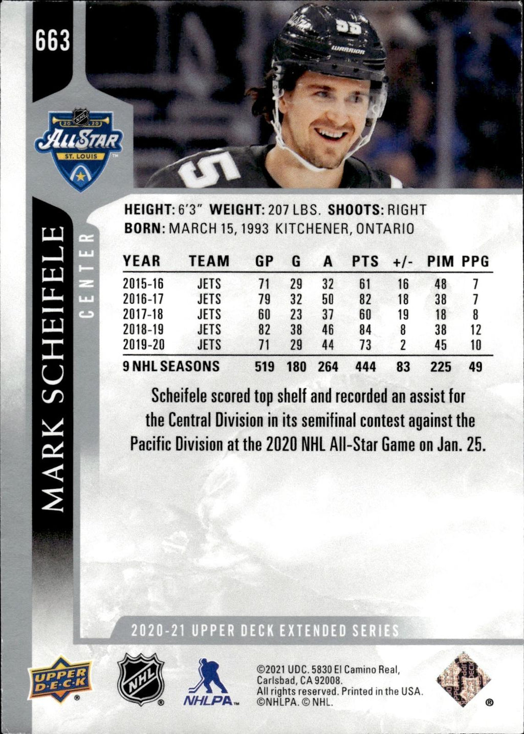 Mark Scheifele 2020-21 Upper Deck #663 Jets
