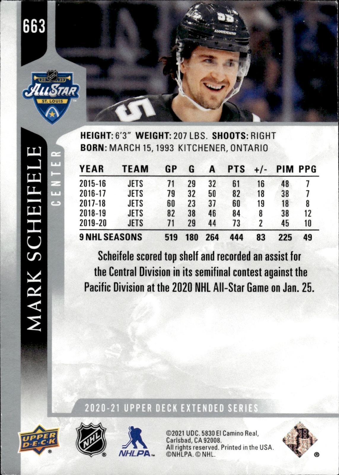 Mark Scheifele 2020-21 Upper Deck #663 Jets
