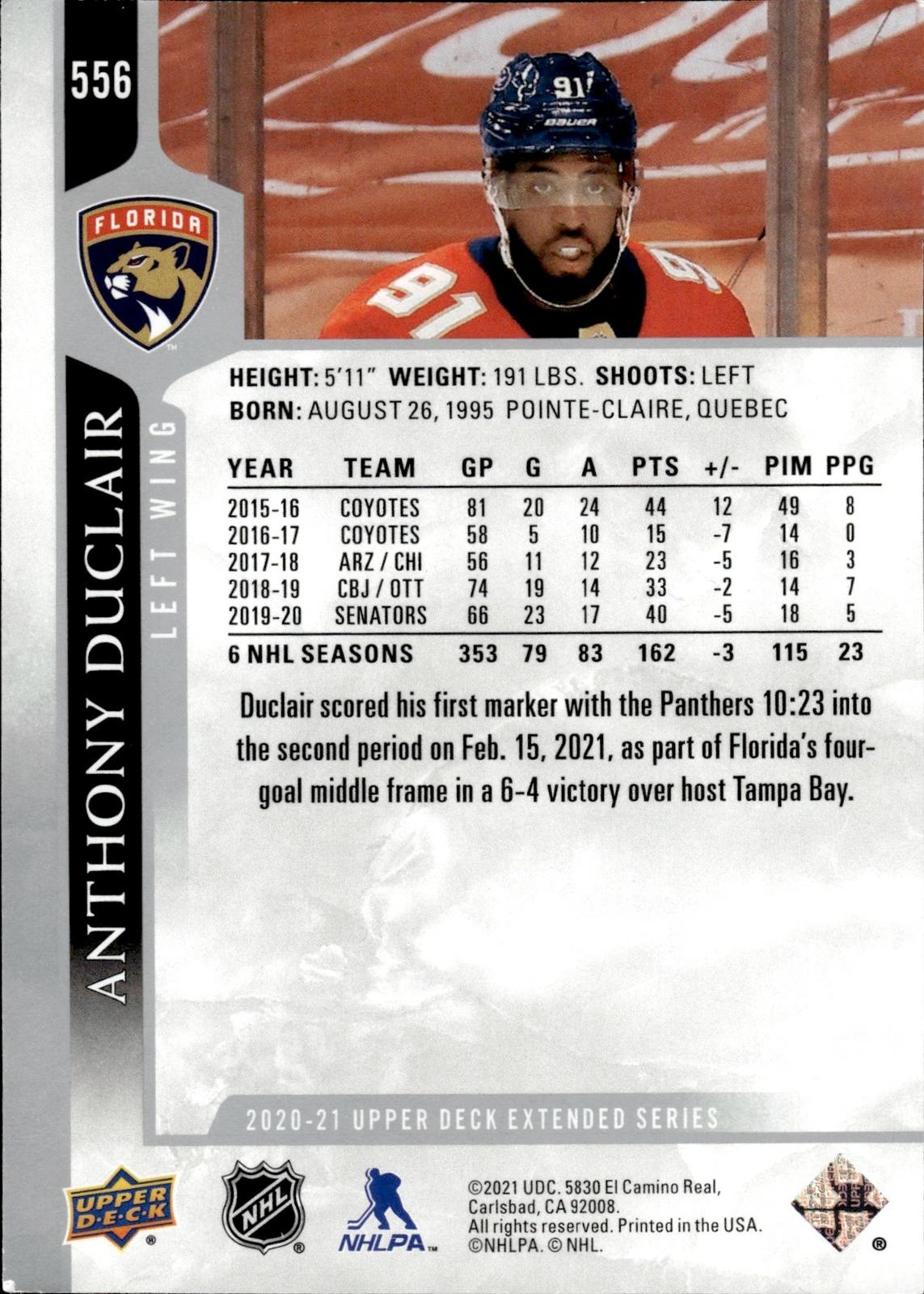 Anthony Duclair 2020-21 Upper Deck #556 Panthers