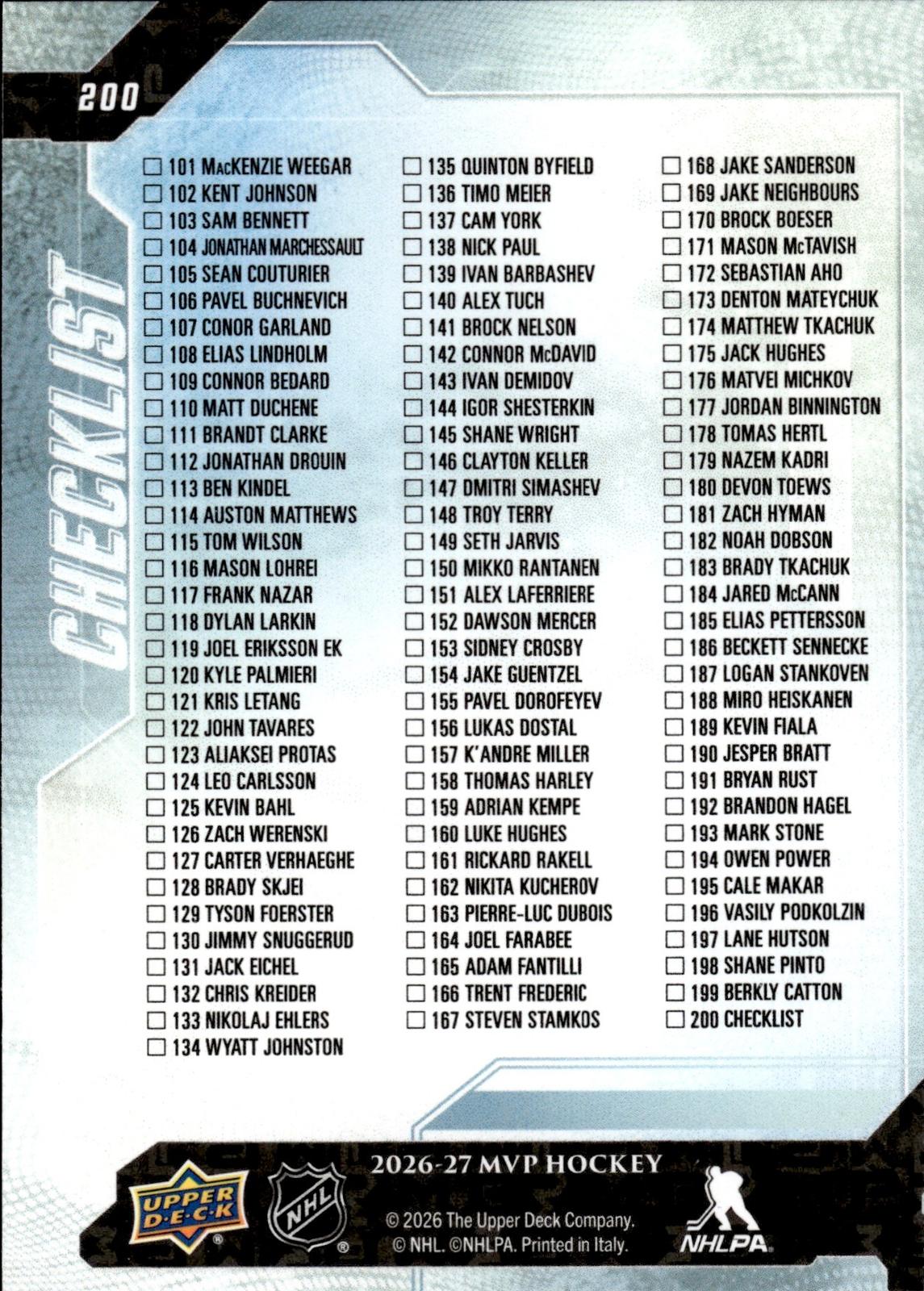Jack Roslovic 2026-27 Upper Deck MVP #200 Oilers