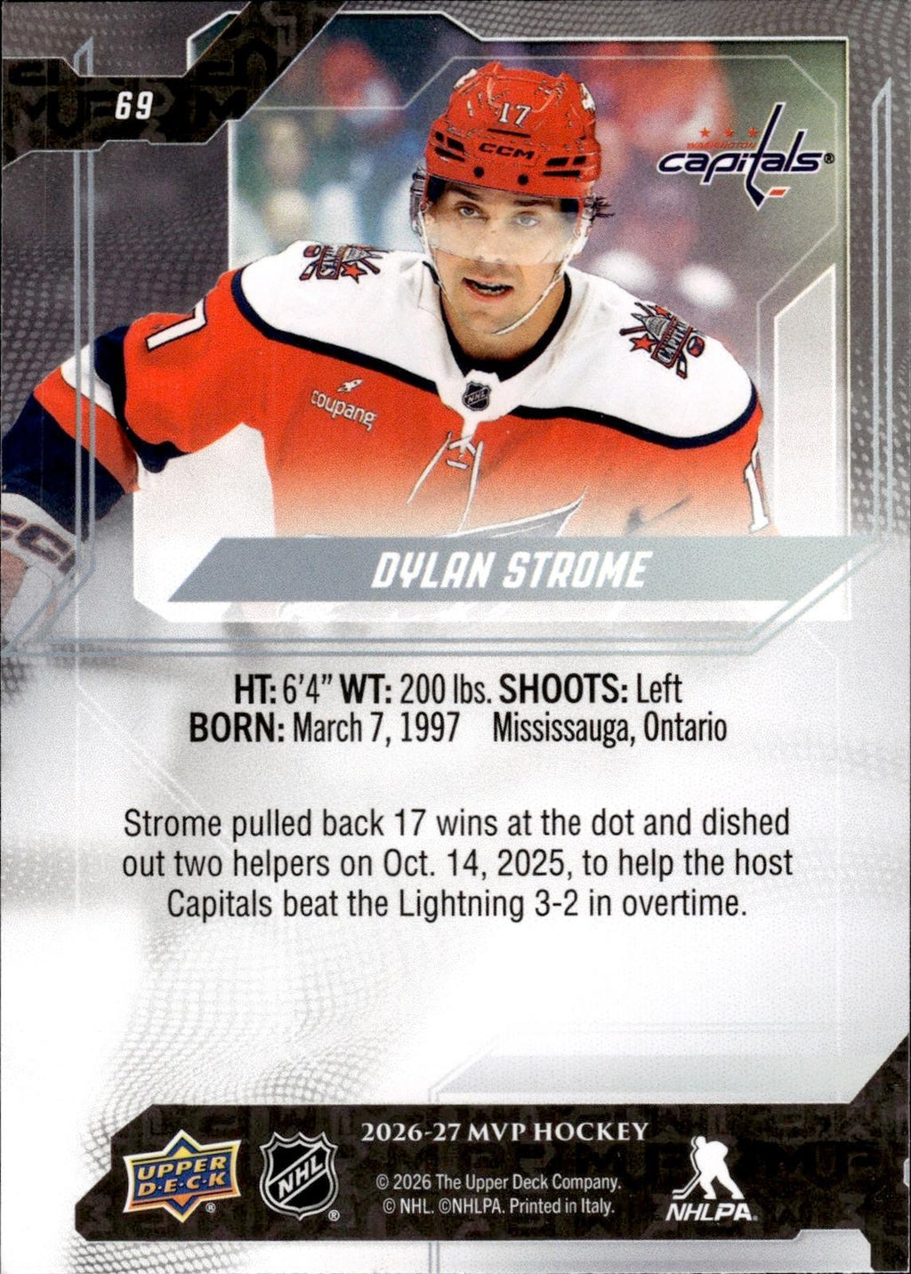 Dylan Strome 2026-27 Upper Deck MVP #69 Capitals