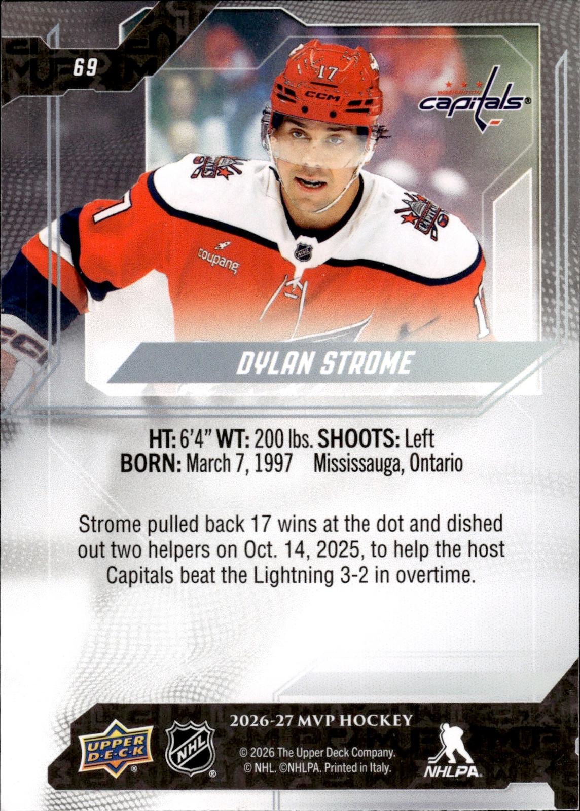 Dylan Strome 2026-27 Upper Deck MVP #69 Capitals
