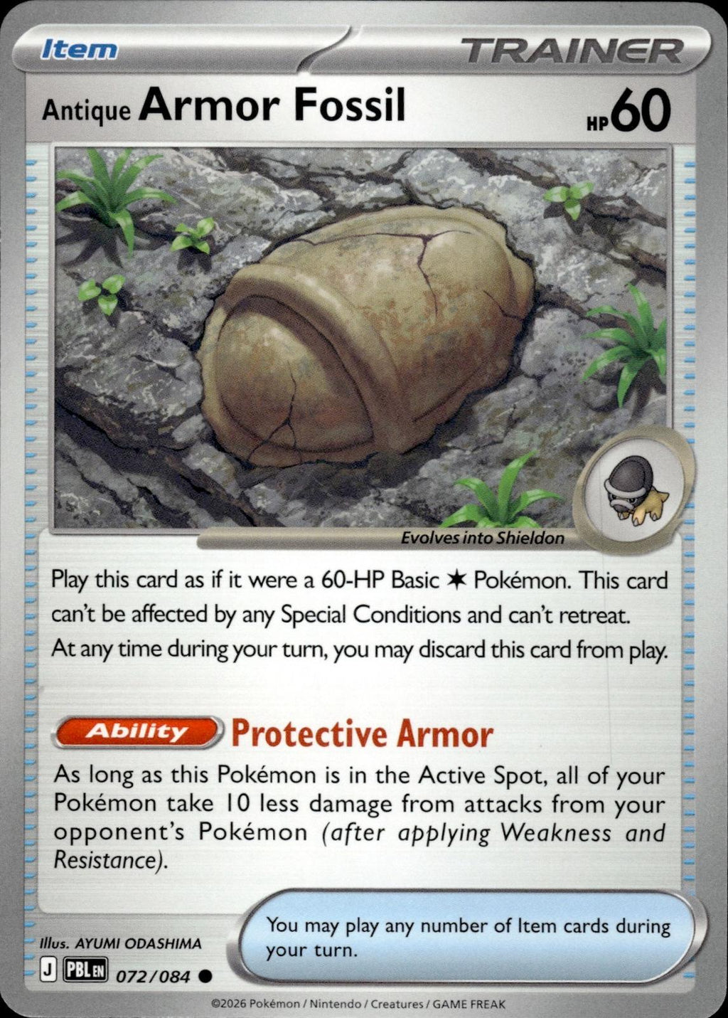 Antique Armor Fossil ME05: Pitch Black #072/084 Common