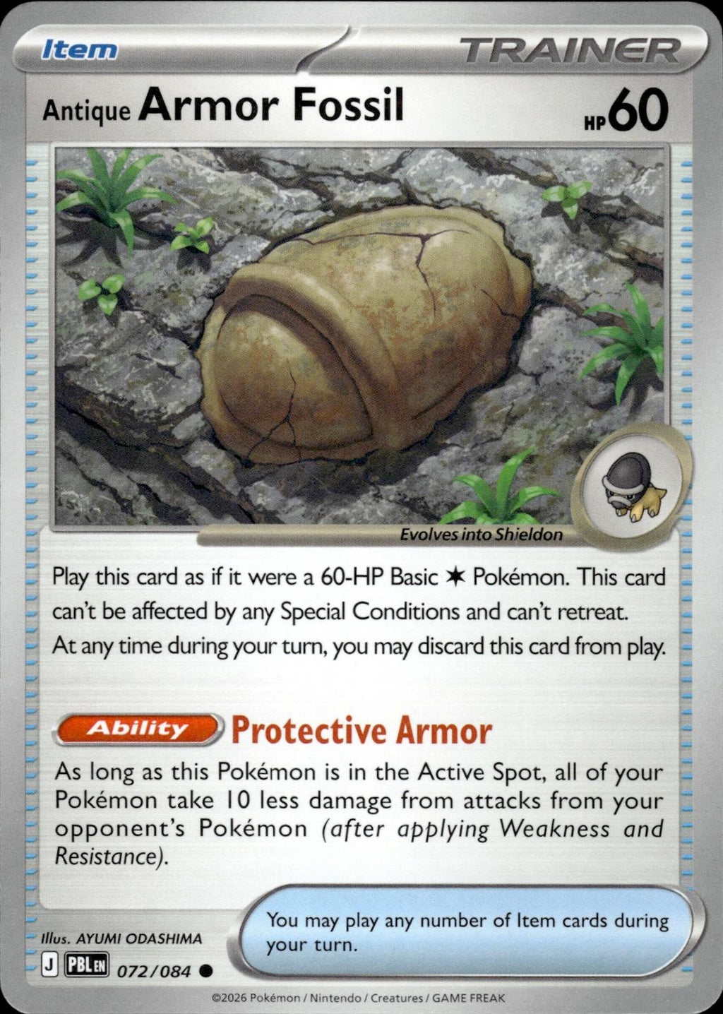 Antique Armor Fossil ME05: Pitch Black #072/084 Common