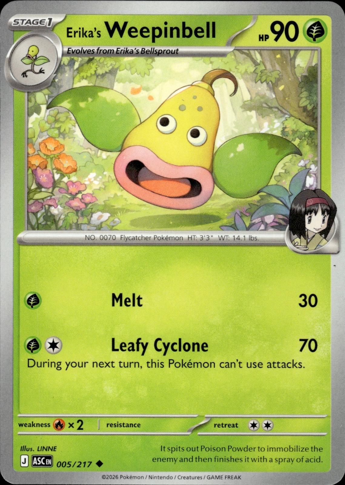 Erika's Weepinbell ME: Ascended Heroes #005/217 Uncommon