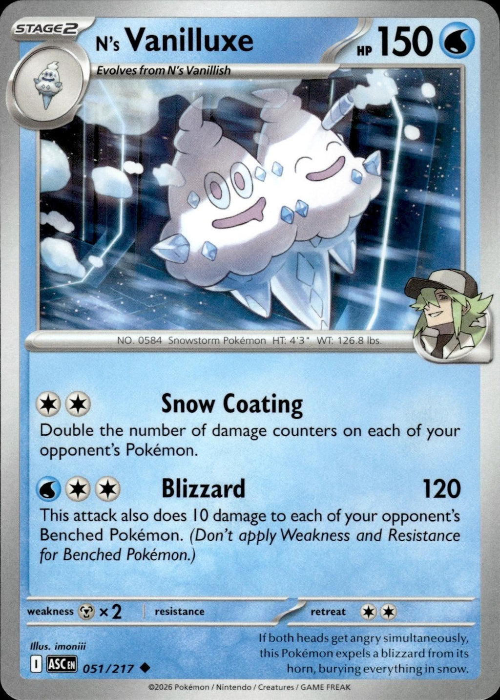 N's Vanilluxe ME: Ascended Heroes #051/217 Uncommon